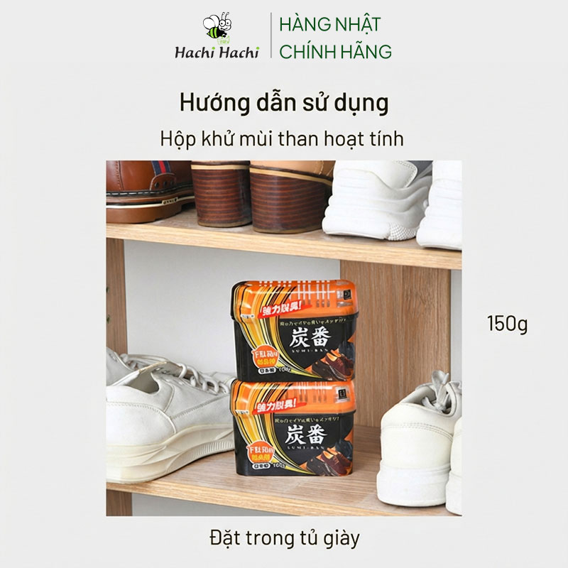 Chất khử mùi tủ giày than hoạt tính 150g  thương hiệu KOKUBO