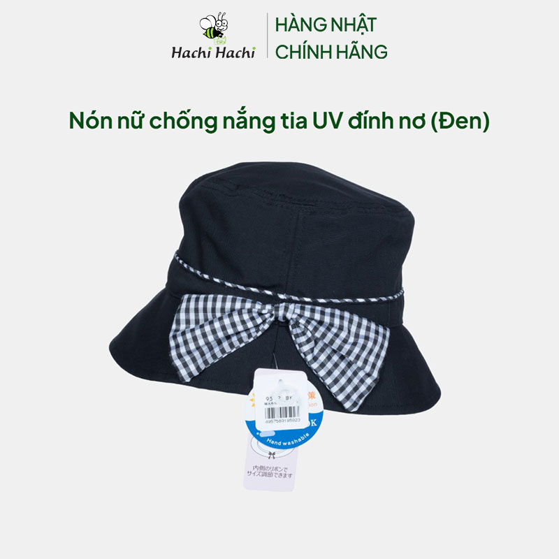 Nón nữ chống nắng tia UV đính nơ (Đen) thương hiệu ICHINA