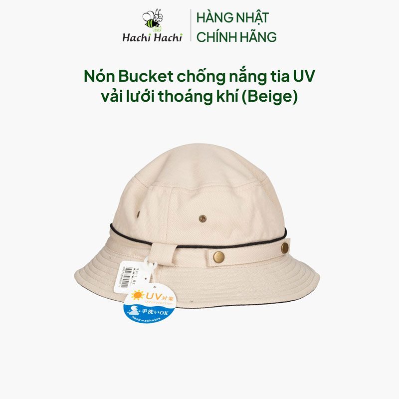 Nón Bucket chống nắng tia UV vải lưới thoáng khí (Beige) thương hiệu 