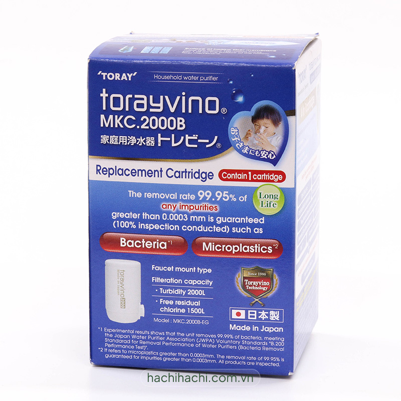 Bộ lọc thay thế Nhật Bản Torayvino MKC.2000B, uống trực tiếp tại vòi thương hiệu TORAYVINO