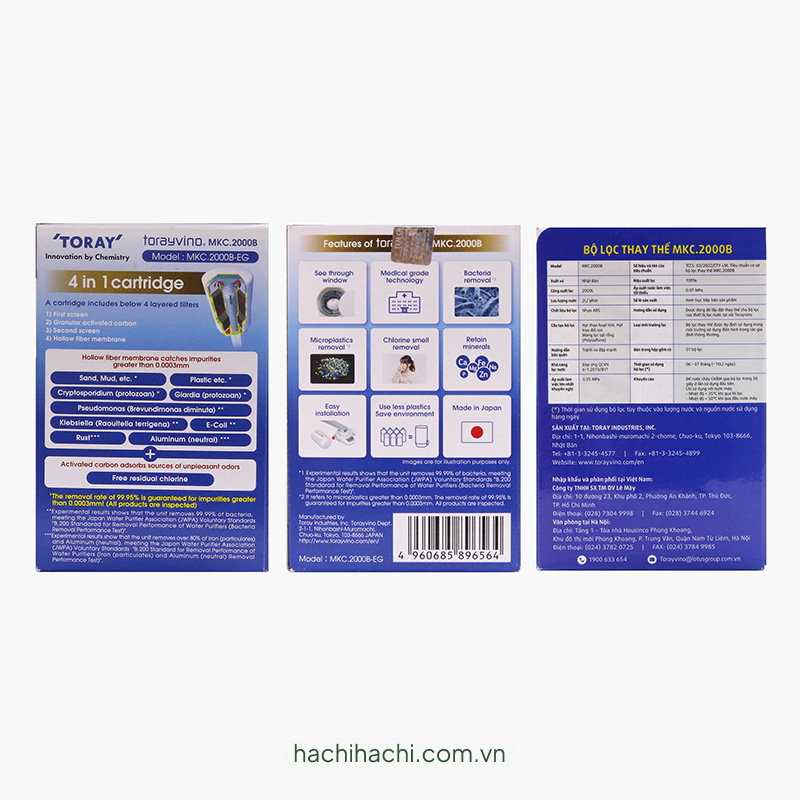 Bộ lọc thay thế Nhật Bản Torayvino MKC.2000B, uống trực tiếp tại vòi thương hiệu TORAYVINO