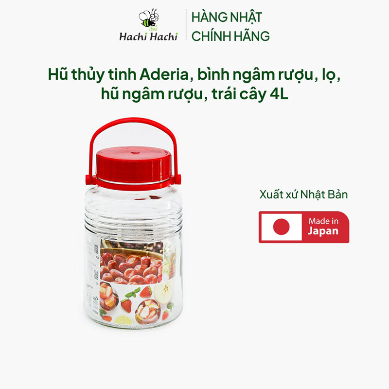 Hũ thủy tinh Aderia, bình ngâm rượu, lọ, hũ ngâm rượu, trái cây 4L thương hiệu ADERIA