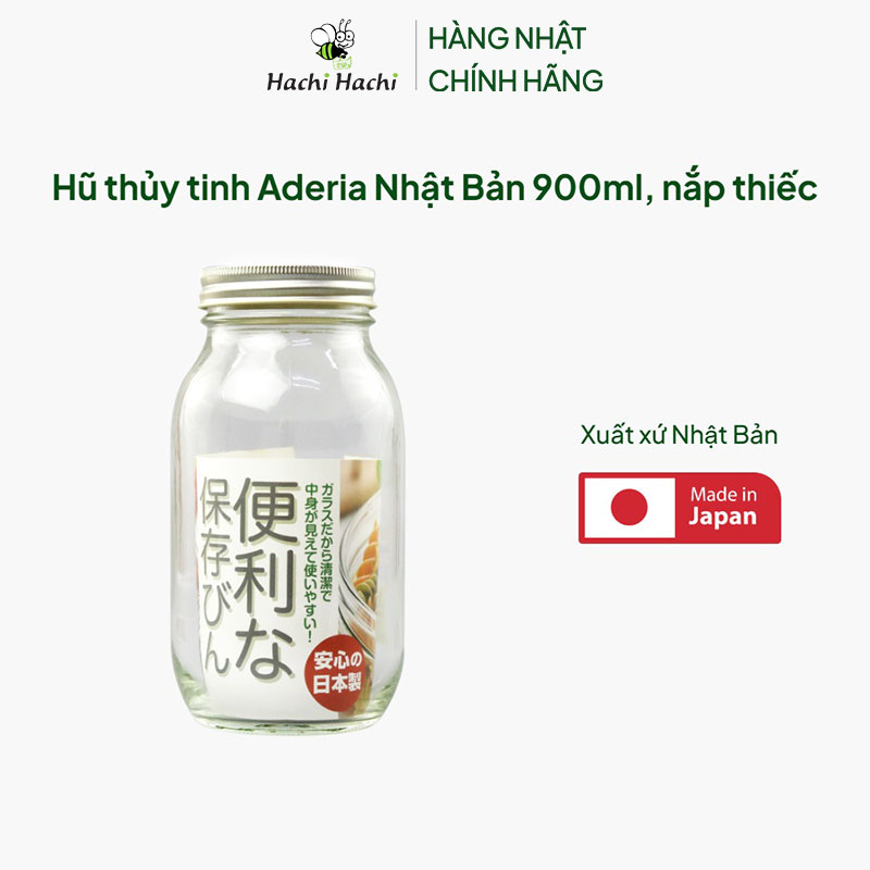 Hũ thủy tinh Aderia Nhật Bản 900ml, nắp thiếc thương hiệu ADERIA