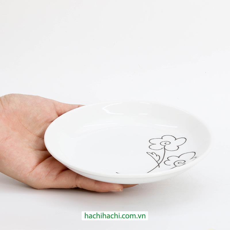 Đĩa sứ 14cm, đĩa gốm sứ nông lòng, cạn lòng, dùng được lò vi sóng thương hiệu 