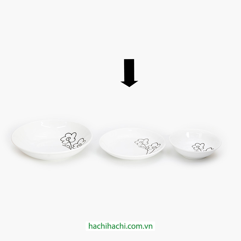 Đĩa sứ 14cm, đĩa gốm sứ nông lòng, cạn lòng, dùng được lò vi sóng thương hiệu 