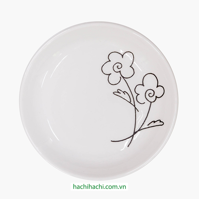 Đĩa sứ 14cm, đĩa gốm sứ nông lòng, cạn lòng, dùng được lò vi sóng