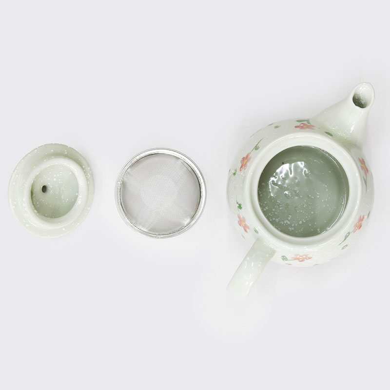 Ấm sứ pha trà 500ml Hoa đỏ hồng (Kèm lưới lọc) thương hiệu YAMAGIN