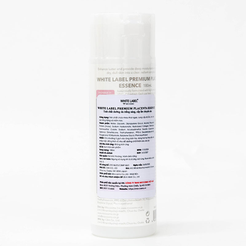 Tinh chất dưỡng da trắng sáng, cấp ẩm chuyên sâu Nhật Bản White Label Premium Placenta 180ml thương hiệu MICCOSMO