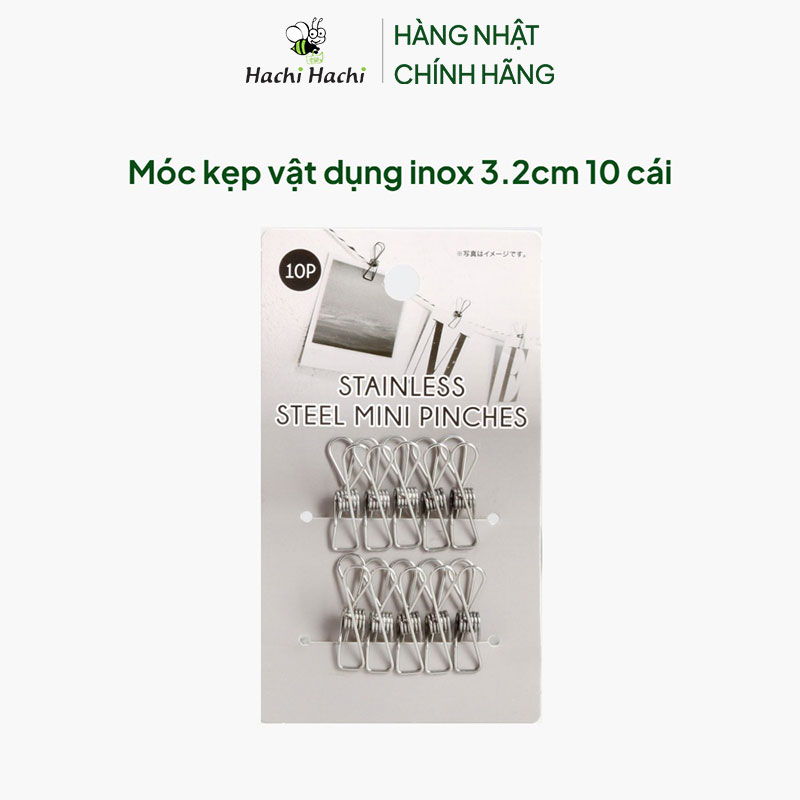 Móc kẹp vật dụng inox 3.2cm 10 cái thương hiệu ELUO