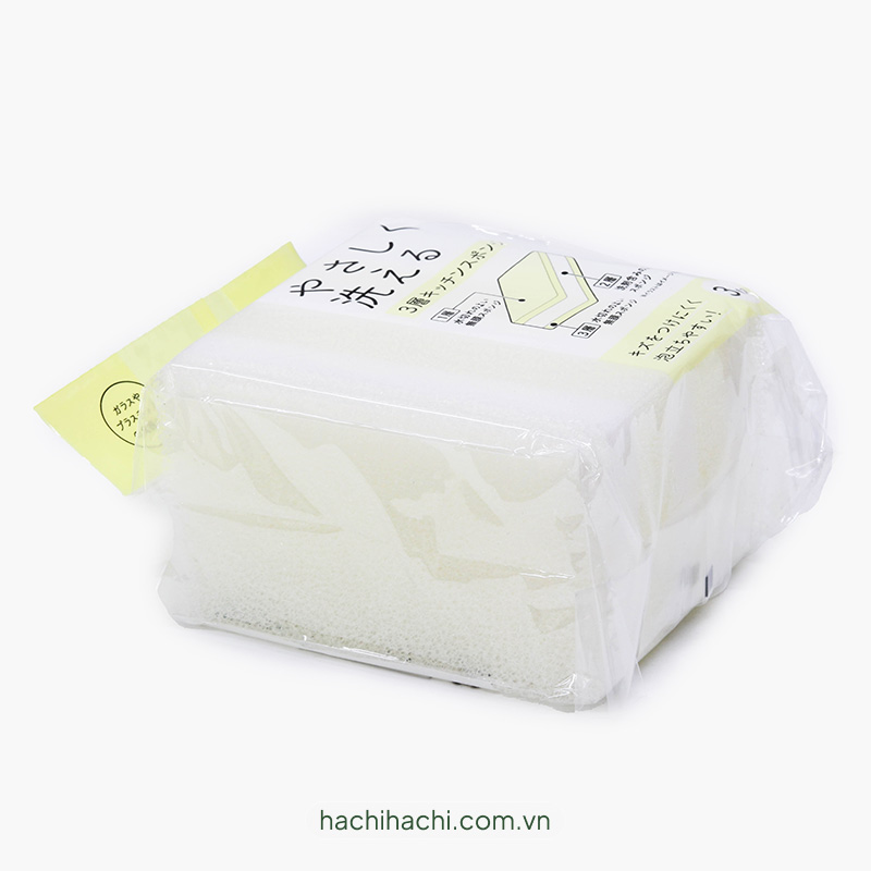 Mút rửa chén tạo bọt Eluo 3 cái (loại mềm) thương hiệu ELUO