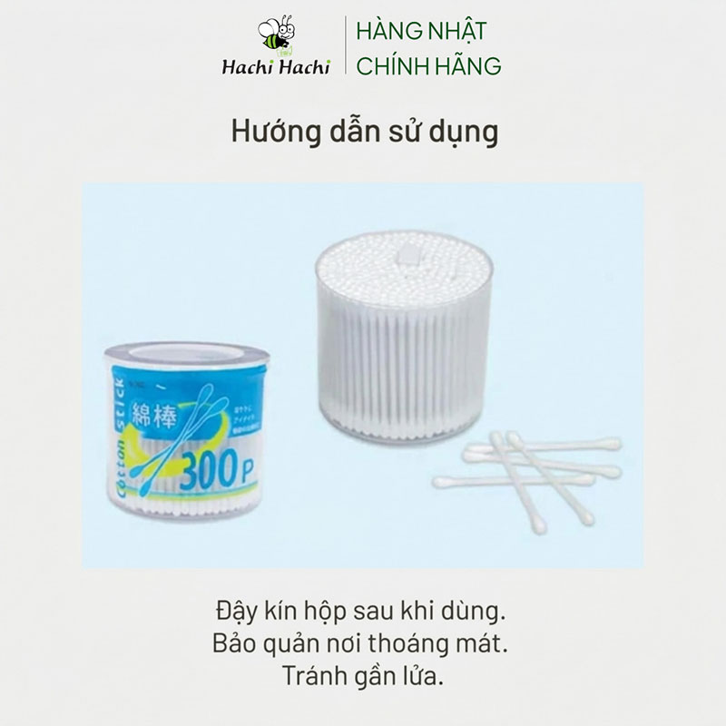 Tăm bông đầu tròn 300 cây thương hiệu MITSUKI