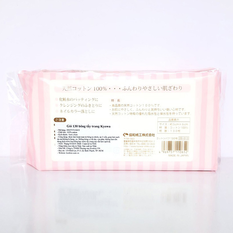 Bông tẩy trang Cotton thiên nhiên 130 miếng thương hiệu KYOWA SHIKO