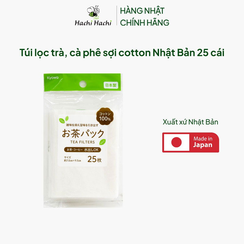 Túi lọc trà, cà phê sợi cotton Nhật Bản  25 cái thương hiệu KYOWA SHIKO