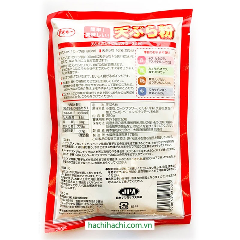 Bột chiên Tempura Suki 250g  thương hiệu 