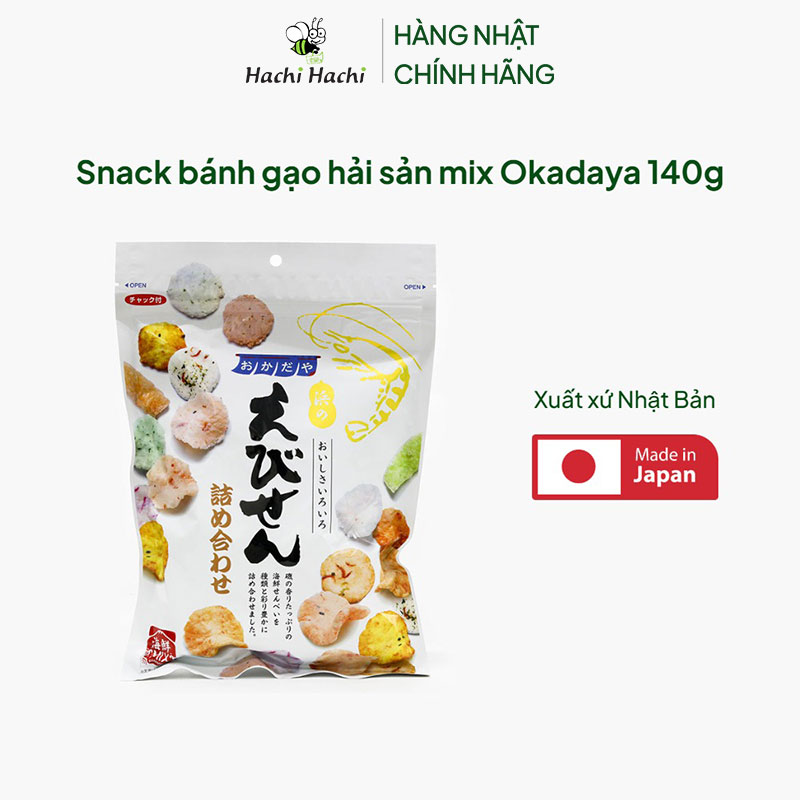 Snack bánh gạo hải sản mix Okadaya 140g thương hiệu 
