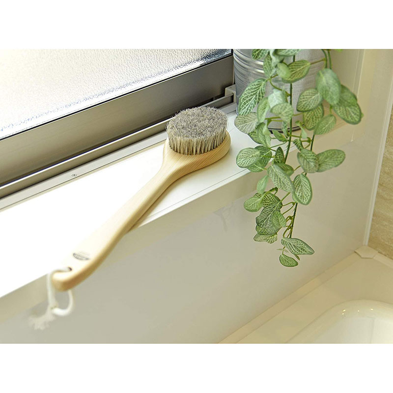 Bàn chải khô body, tẩy da chết, tắm massage toàn thân Ishimizu 35.5cm (Lông ngựa - Cán gỗ Hinoki) thương hiệu ISHIMIZU