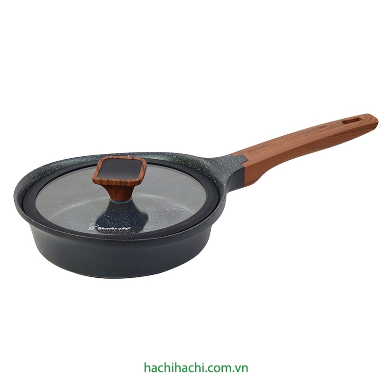Chảo không dính đá hoa cương cao cấp đáy dày 20cm kèm nắp kính thương hiệu WONDER CHEF