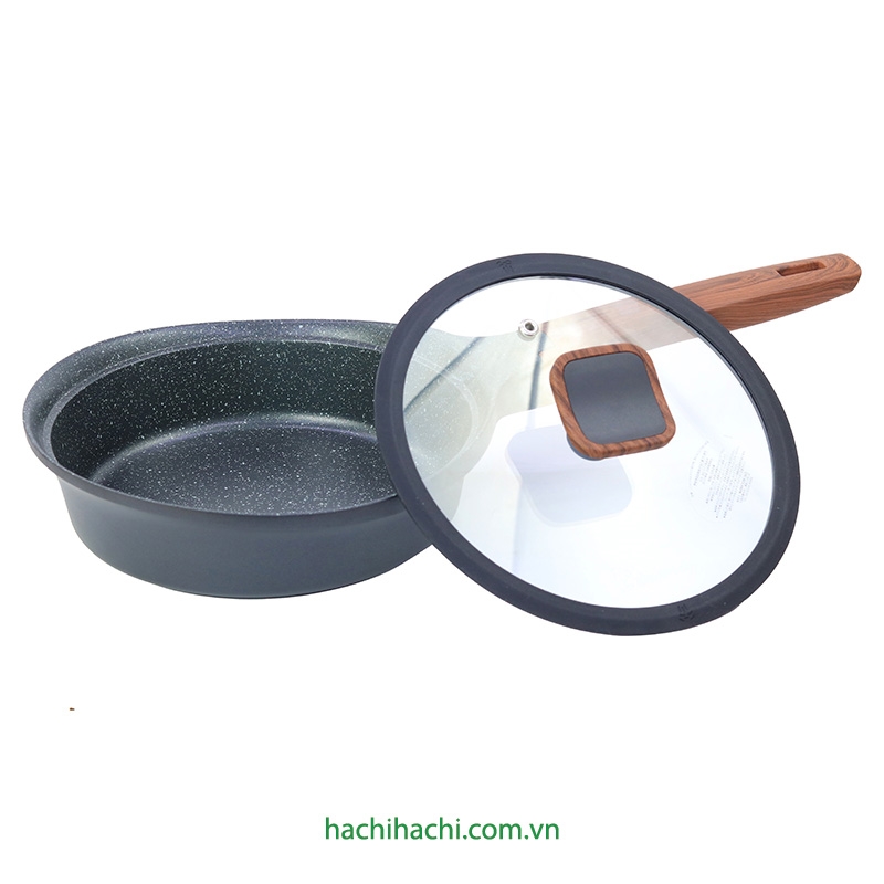 Chảo không dính đá hoa cương cao cấp đáy dày 20cm kèm nắp kính thương hiệu WONDER CHEF