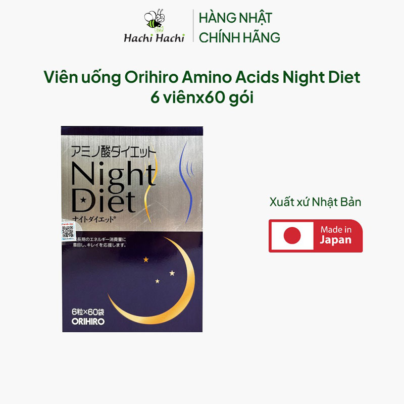 TPBVSK: Viên uống Orihiro Amino Acids Night Diet Nhật Bản 6 viênx60 gói, hỗ trợ tiêu hao năng lượng, giảm mỡ thương hiệu ORIHIRO