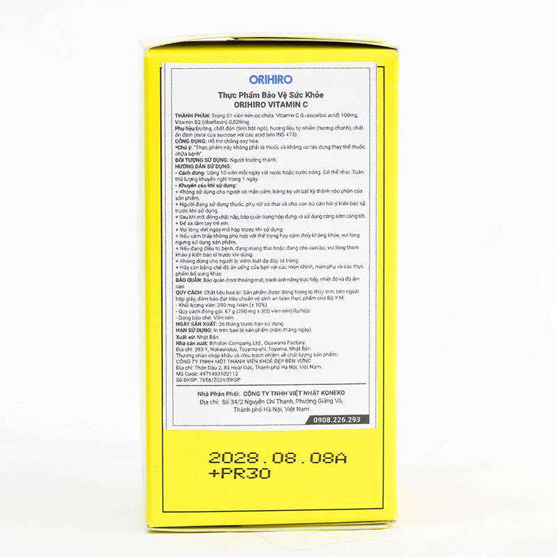 TPBVSK: Viên uống Orihiro vitamin C Nhật Bản (300 viên), chống oxy hóa thương hiệu ORIHIRO