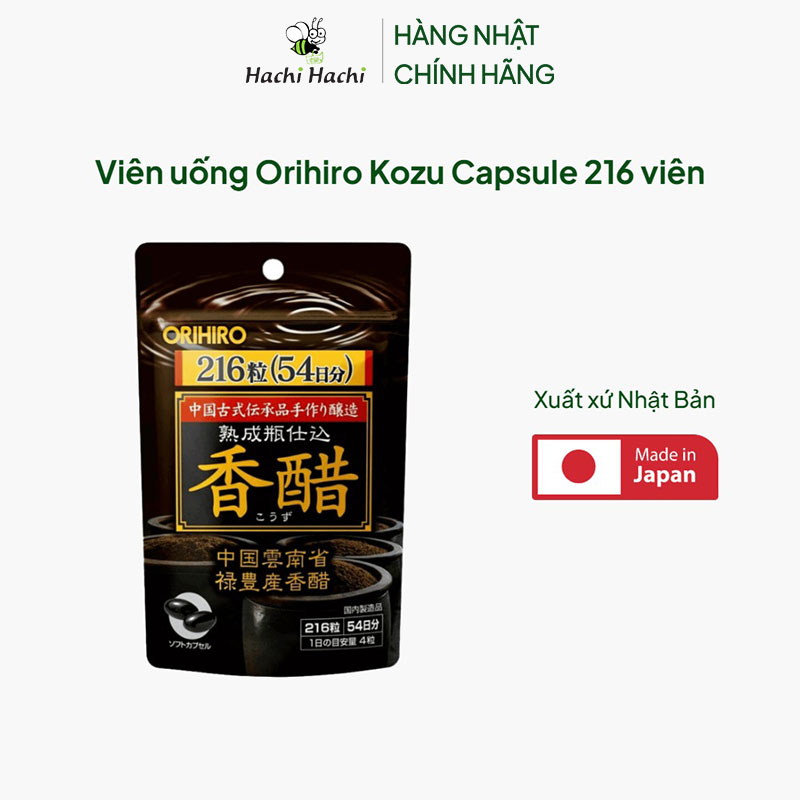 TPBVSK: Viên uống Orihiro Kozu Capsule Nhật Bản 216 viên, giấm đen hạn chế hấp thu chất béo, giúp giảm béo thương hiệu ORIHIRO