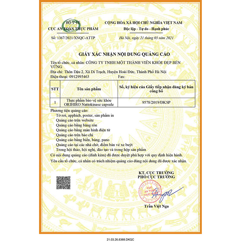 TPBVSK: Viên uống Nattokinase Nhật Bản Orihiro 2000FU 60 viên, hỗ trợ sức khỏe tim mạch thương hiệu ORIHIRO