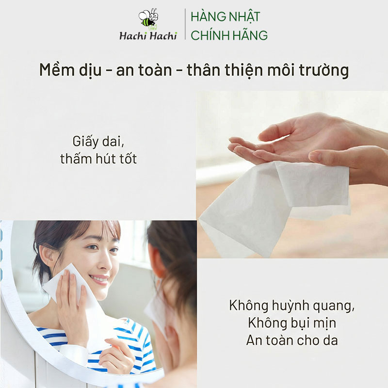 Khăn giấy ăn Nhật Bản, khăn ăn, giấy lau miệng dai mịn 2 lớp Ellemoi 200 tờx5 gói thương hiệu ELLEMOI
