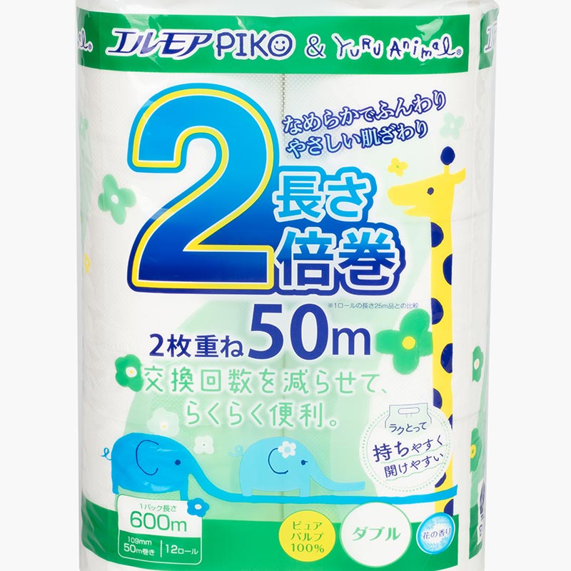 Giấy vệ sinh Ellemoi Piko 2 lớp (50m x 12 cuộn) Hương hoa thương hiệu ELLEMOI