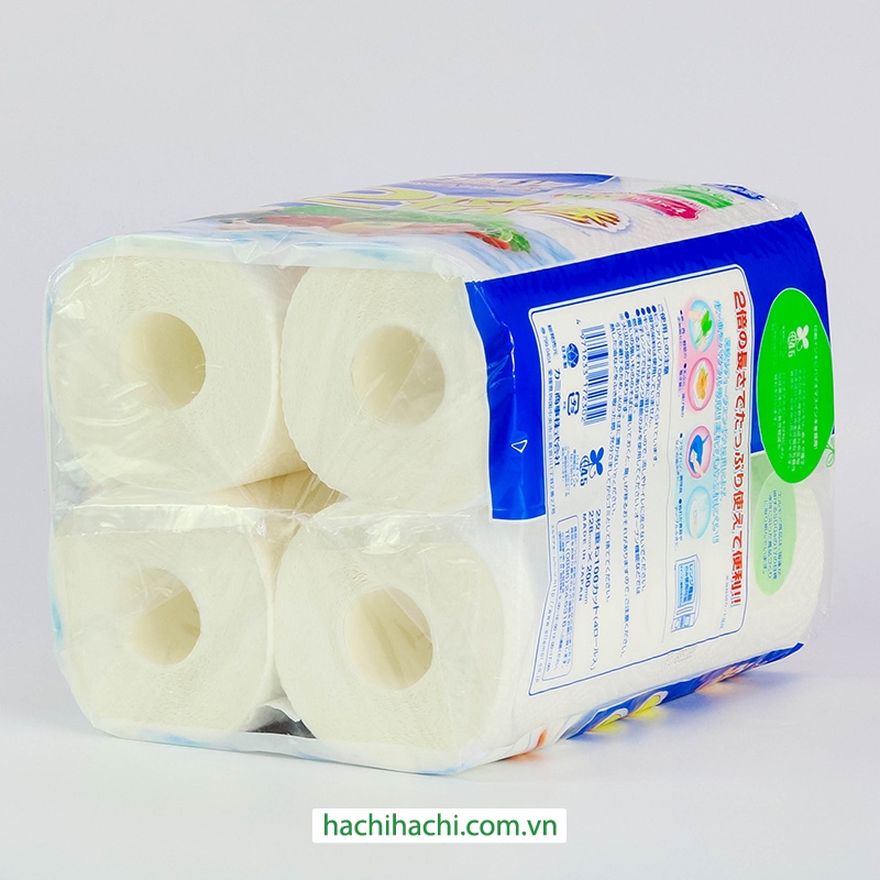 Khăn giấy bếp Nhật Bản siêu thấm hút đa năng Ellemoi 2 lớp (4 cuộn x 100 tờ) thương hiệu ELLEMOI