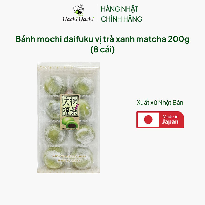 Bánh mochi daifuku vị trà xanh matcha 200g (8 cái) thương hiệu 