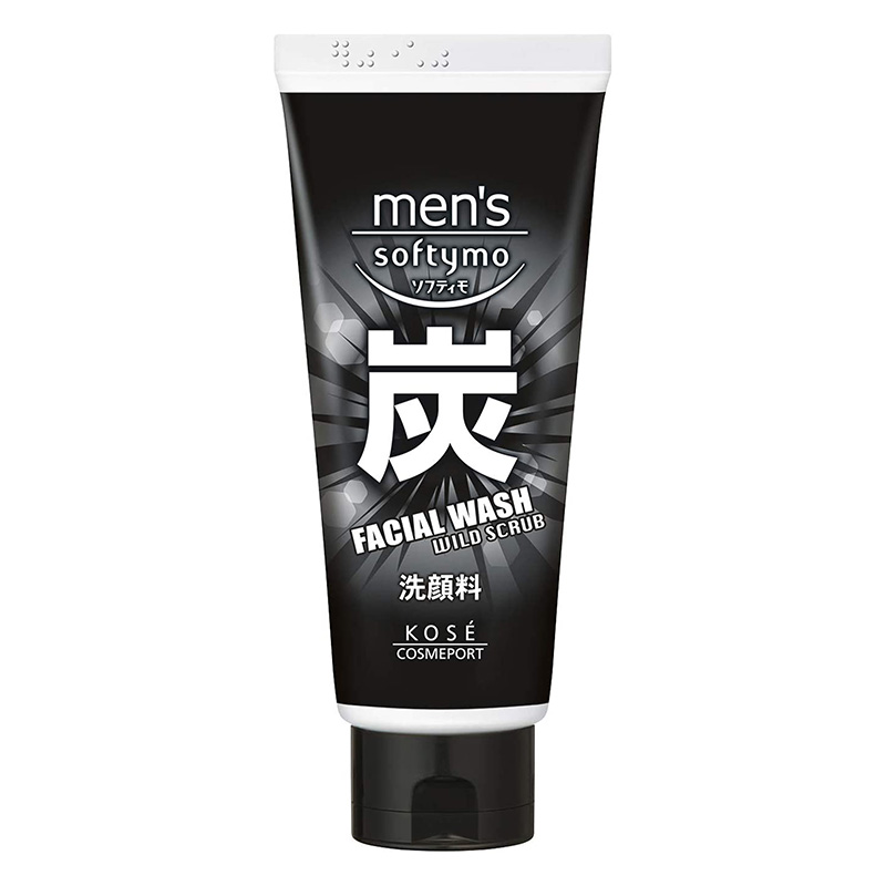 Sữa rửa mặt tẩy tế bào chết Nhật Bản than hoạt tính cho nam Kose Softymo 130g thương hiệu KOSE