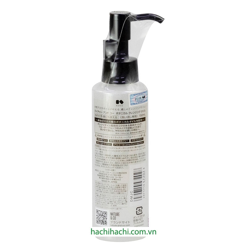 Dầu tẩy trang chiết xuất thực vật Kose Nature Co 150ml thương hiệu KOSE