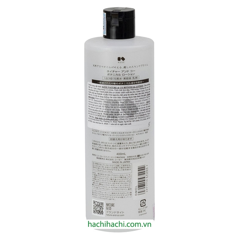 Lotion tinh chất dưỡng ẩm Kose Nature Co 400ml thương hiệu KOSE