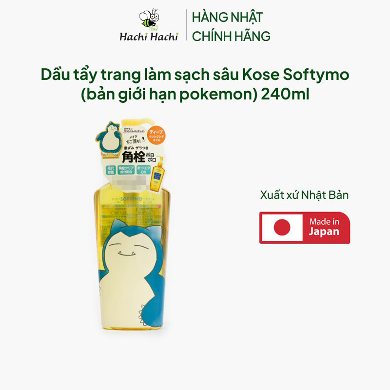 Dầu tẩy trang Nhật Bản làm sạch sâu Kose Softymo (bản giới hạn pokemon) 240ml thương hiệu KOSE