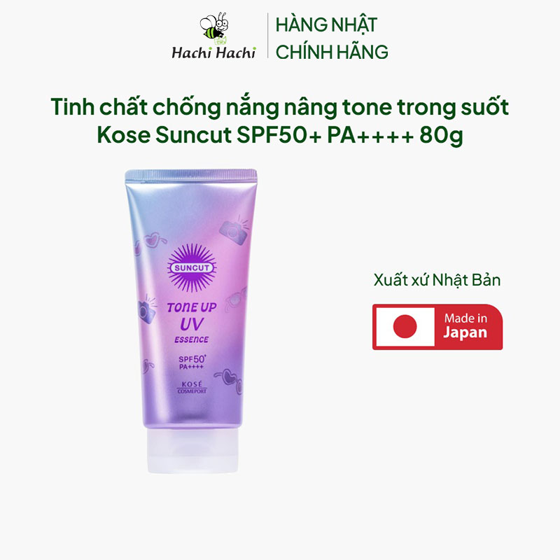 Tinh chất chống nắng Nhật Bản nâng tone trong suốt Kose Suncut SPF50+ PA++++ 80g thương hiệu KOSE