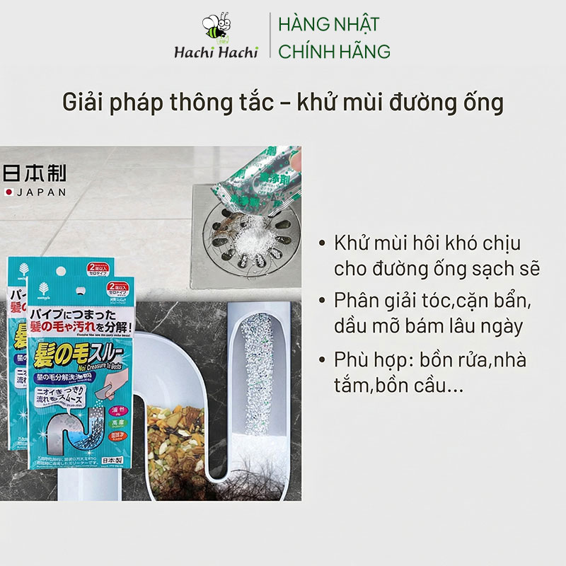 Bột làm tiêu tóc, vệ sinh đường ống 20g x 2 gói  thương hiệu KIYOU JOCHUGIKU