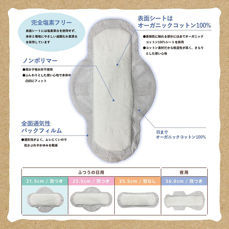 Băng vệ sinh Organic Cotton có cánh Cotton Labo 25.5cm 16 miếng thương hiệu COTTON LABO