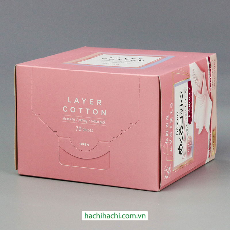 Bông tẩy trang Cotton Labo 5 lớp 70 miếng lớn thương hiệu COTTON LABO