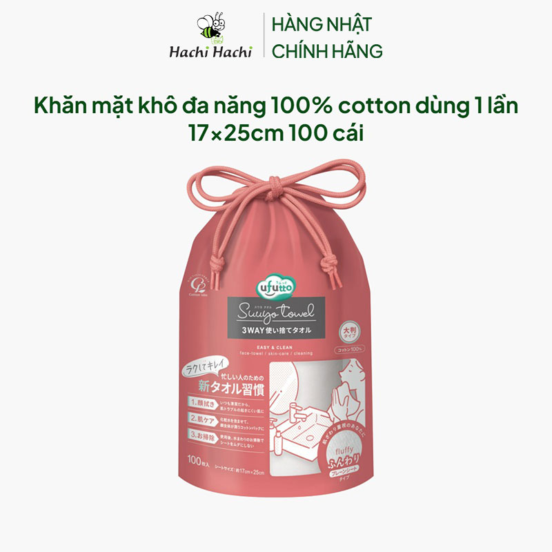 Khăn mặt khô đa năng 100% cotton dùng 1 lần 17x25cm 100 cái thương hiệu COTTON LABO