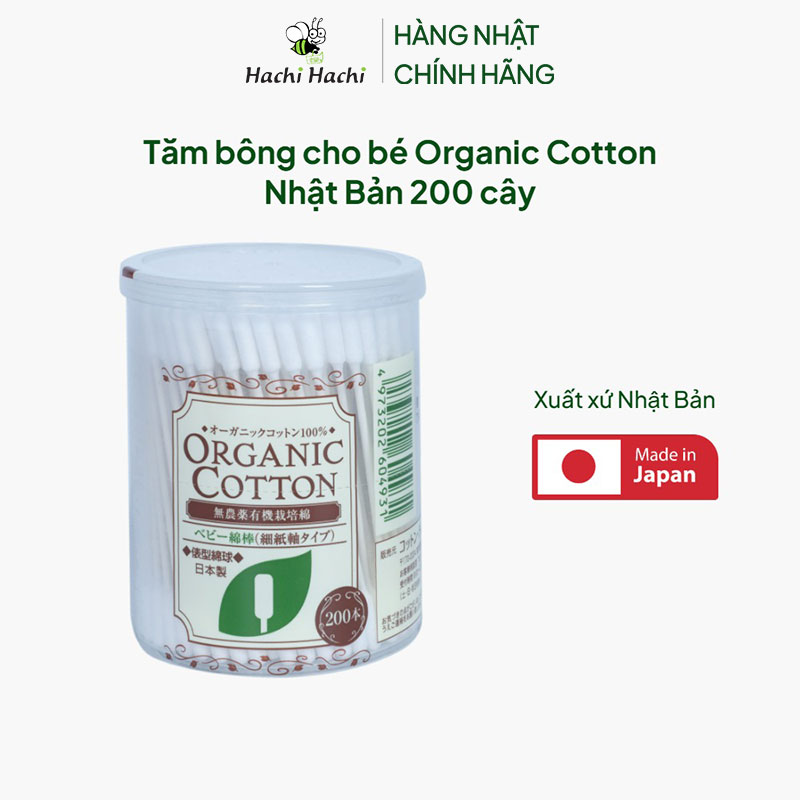 Tăm bông cho bé Organic Cotton Nhật Bản 200 cây thương hiệu COTTON LABO