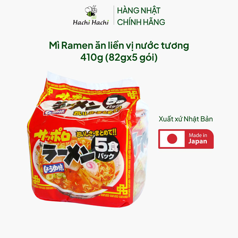 Mì Ramen ăn liền vị nước tương 410g (82gx5 gói) thương hiệu MEN SUNAOSHI