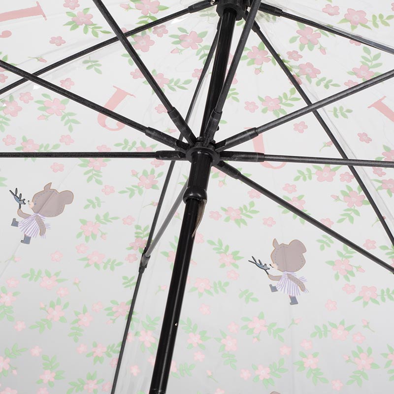 Cây dù trong suốt 60cm hình gấu và hoa thương hiệu 