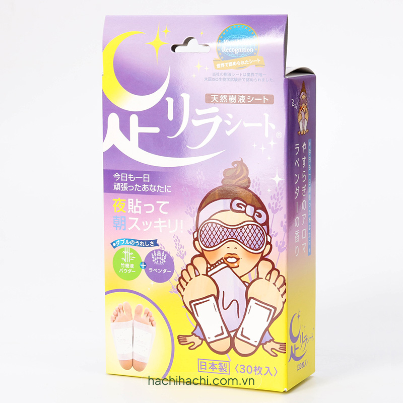 Miếng dán chân thư giãn giảm mỏi mệt Kinomegumi Lavender Oải hương 30 miếng thương hiệu NAKAMURA