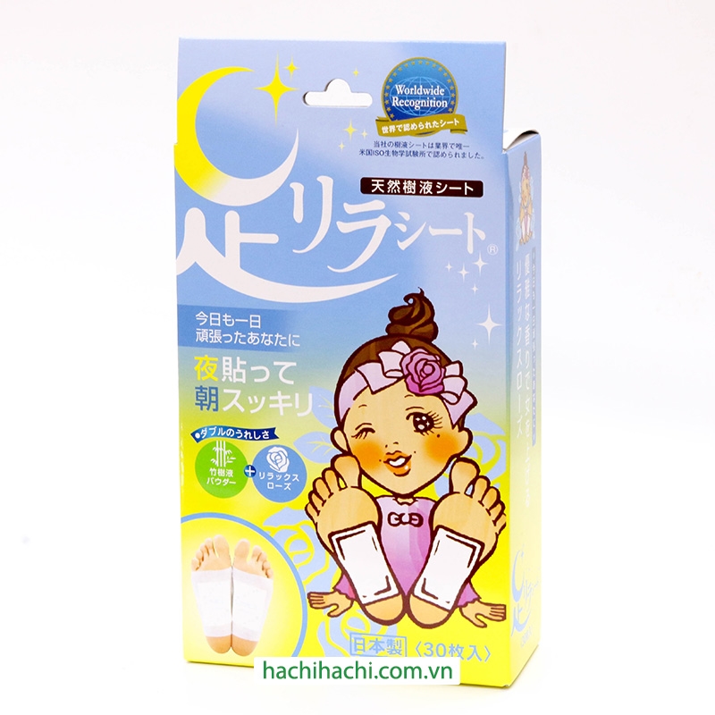 Miếng dán chân thư giãn giảm mỏi mệt Kinomegumi Hoa hồng 30 miếng thương hiệu NAKAMURA