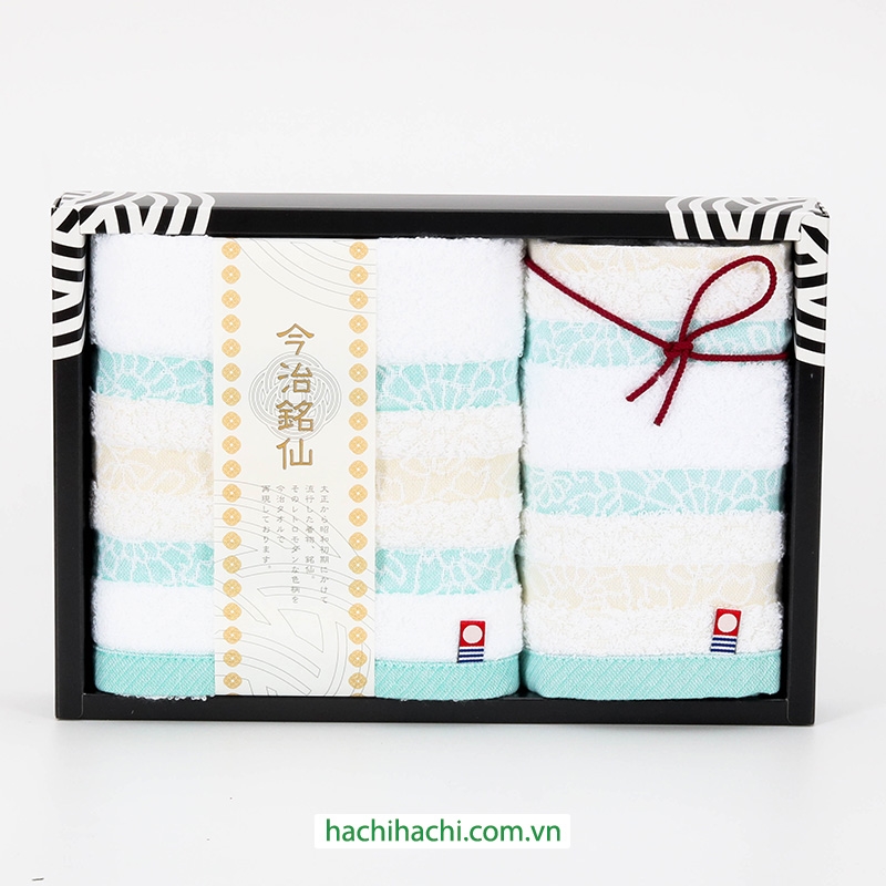 Hộp set 2 khăn cotton cao cấp Nissen Imabari 34x75/34x35cm Sarasa Meisen IM-15681COL. thương hiệu NISSEN SHOKO