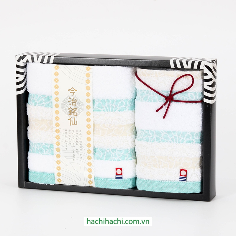 Hộp set 2 khăn cotton cao cấp Nissen Imabari 34x75/34x35cm Sarasa Meisen IM-15681COL. thương hiệu NISSEN SHOKO