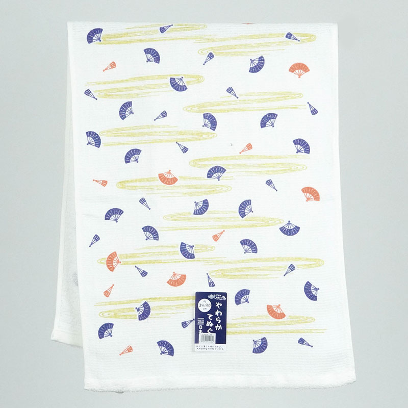 Khăn Tenugui cotton Nhật Bản Nissen 34x90cm Japanese Folding Fan SZ-4504NB Navy Blue thương hiệu NISSEN SHOKO