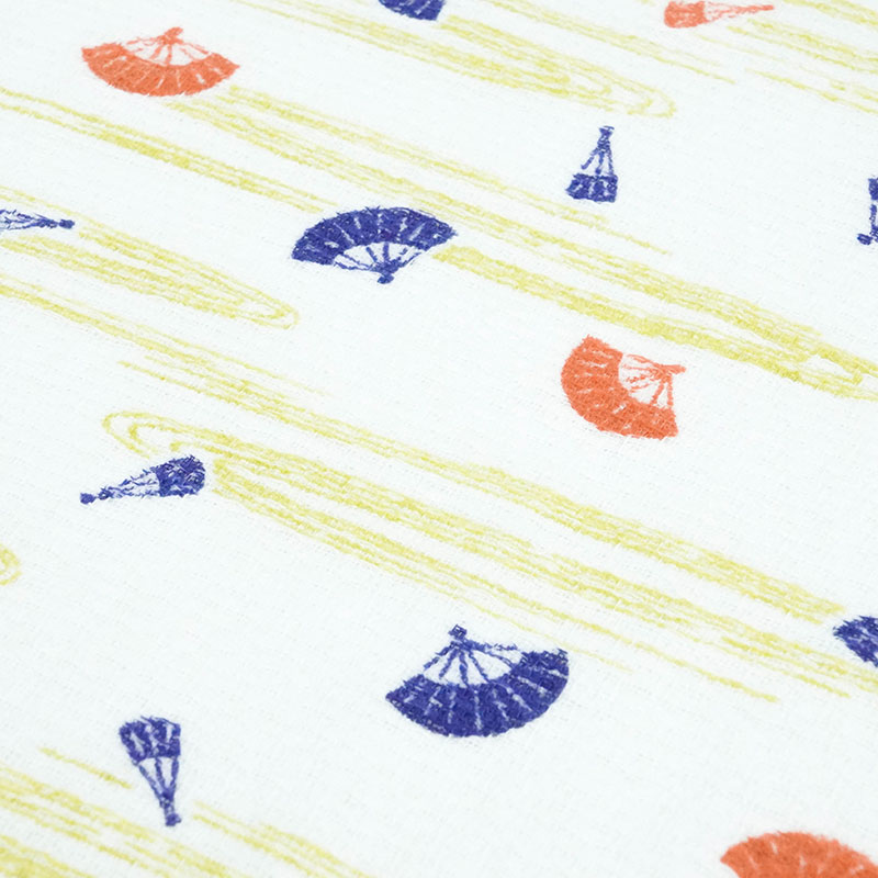 Khăn Tenugui cotton Nhật Bản Nissen 34x90cm Japanese Folding Fan SZ-4504NB Navy Blue thương hiệu NISSEN SHOKO