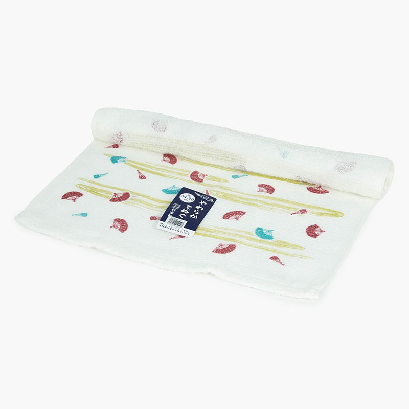 Khăn Tenugui cotton Nhật Bản Nissen 34x90cm Japanese Folding Fan SZ-4504R Red