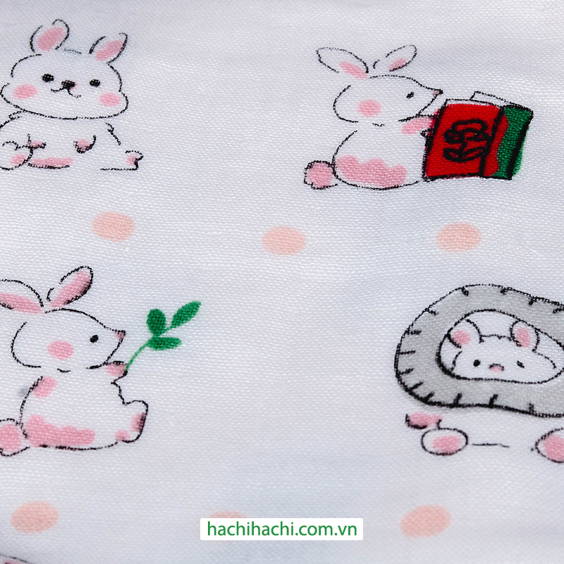 Khăn cotton cao cấp Nissen 34x36cm Wanpaku-land Pink thương hiệu NISSEN SHOKO